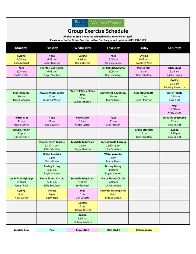Fall 2023 Group Exercise Schedule